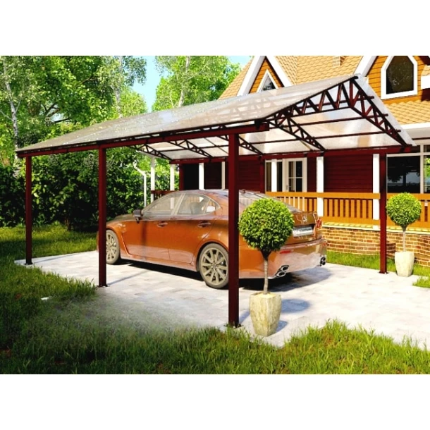 Изображение Двухскатный навес для авто 6х3м под ключ 001015 Фото Двухскатный навес для авто 6х3м под ключ Навесы